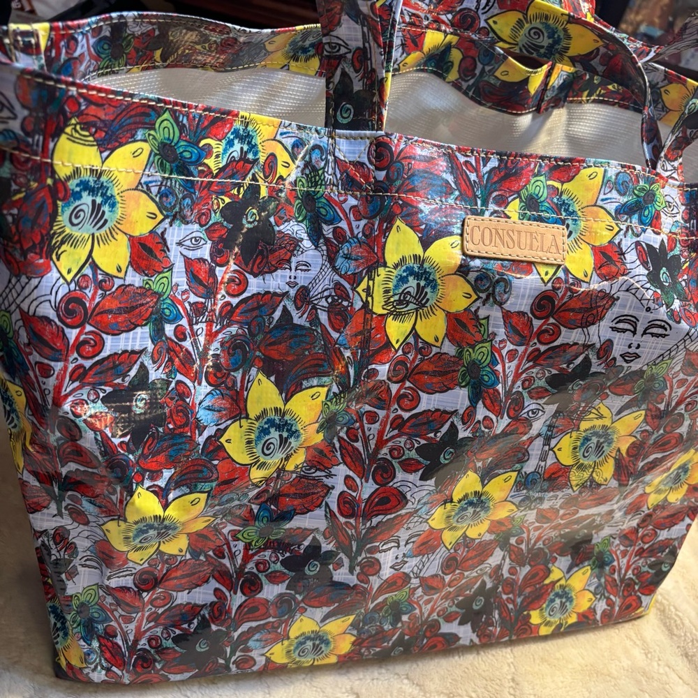 Sale! NEW Consuela Jumbo Tote Bag Sawyer Floral Sunflowers Yellow Red Blue NWT - Picture 6 of 16
